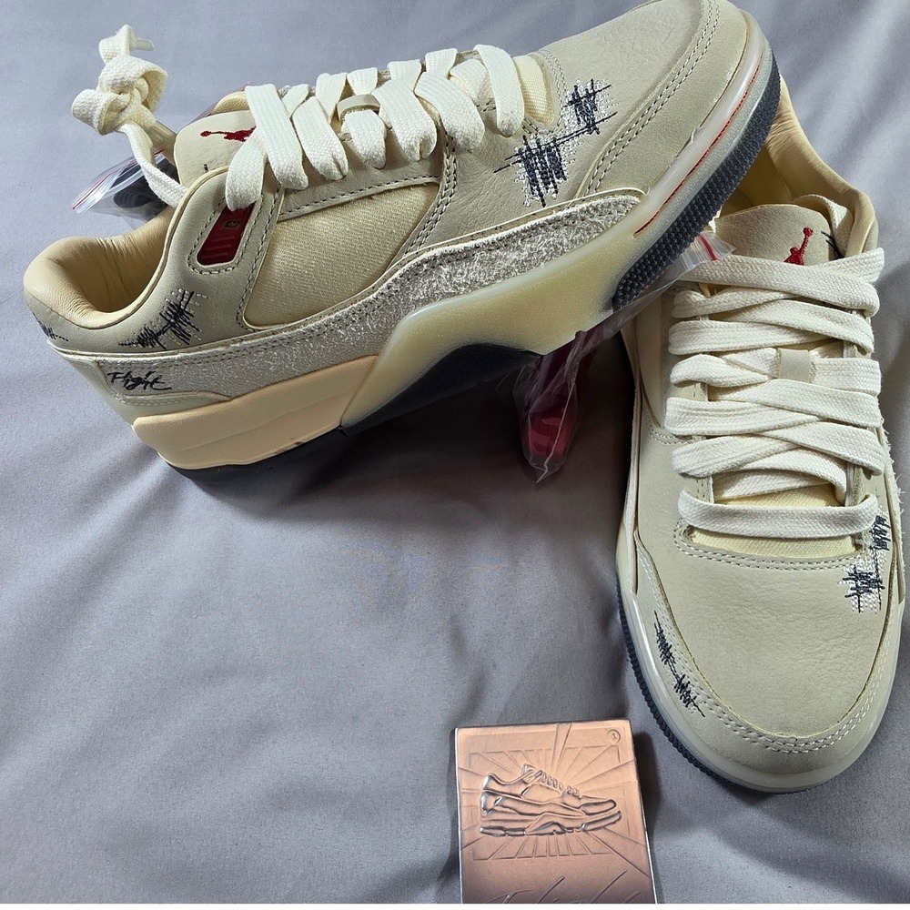 Who Decides War x Jordan Flight Court SP Women 9.5 Coconut Milk Sneaker NEW